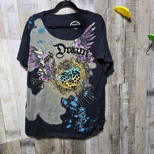 Clothesline Vintage Y2K Black Graphic Plus Size Tee